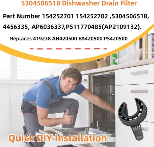 Miniatura 4 de Showingo Filtro de drenaje para lavavajillas 5304506518 154252701 compatible con lavavajillas Frigidaire, trampa de tierra para lavavajillas que