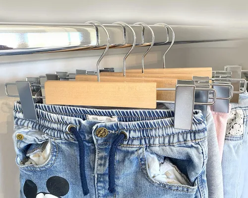 Miniatura 3 de Perchas para niños (madera natural, perchas para pantalones para niños NB-10)