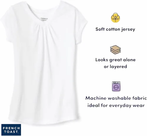 Miniatura 2 de French Toast Camiseta de manga corta con cuello en V para niñas