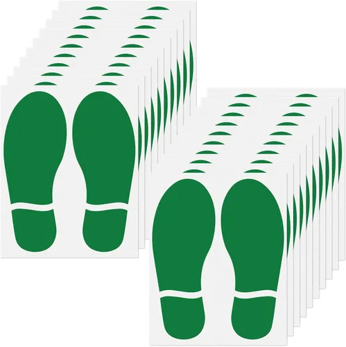 Miniatura 15 de 20 pares de calcomanías de huellas negras de 3 x 7 pulgadas, vinilo autoadhesivo para zapatos, decoración de pies a distancia, impermeable