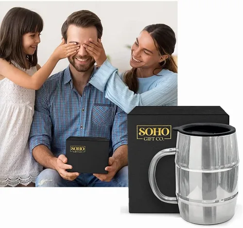 Miniatura 6 de GALVANOX Divertida taza de regalo para hombres, taza de café aislada de acero inoxidable de 17 onzas con asa y tapa para cumpleaños/Navidad 2023