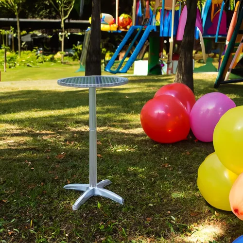 Miniatura 8 de BTEXPERT Juego de 2, Mesa redonda de aluminio para interiores y exteriores de 23.75" de altura de barra de restaurante de 44" de altura fija