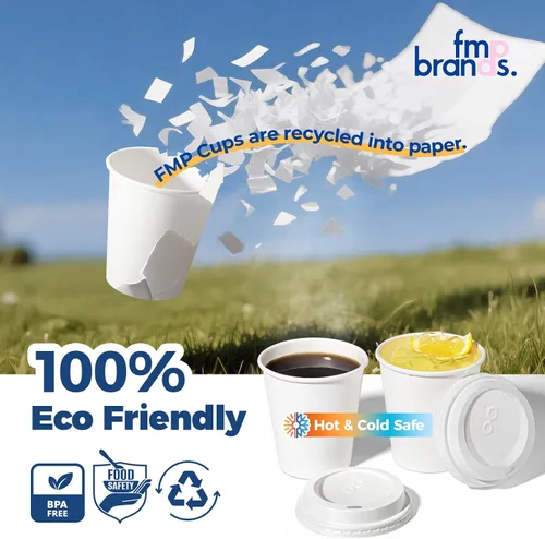 Miniatura 5 de Fit Meal Prep Paquete de 100 tazas de café desechables de 10 onzas con tapas, vasos de papel de primera calidad, tazas de café caliente a prueba