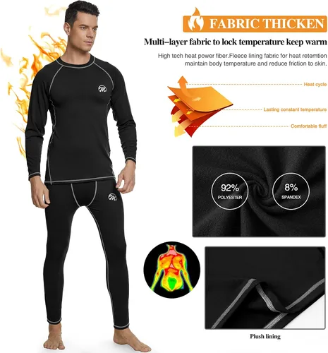 Miniatura 3 de Capa base de compresión para hombre, equipo de invierno con forro polar para esquiar