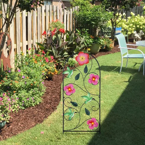 Miniatura 7 de YEAHOME Decoración de jardín para exteriores, estacas decorativas de colibrí de 33 pulgadas con flores rosas para decoración de jardín de primavera