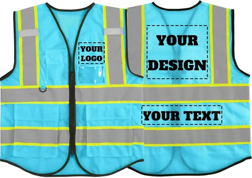 Miniatura 21 de Chaleco de seguridad reflectante de malla con logotipo personalizado con cremallera Chaleco de alta visibilidad para construcción al aire libre Ropa