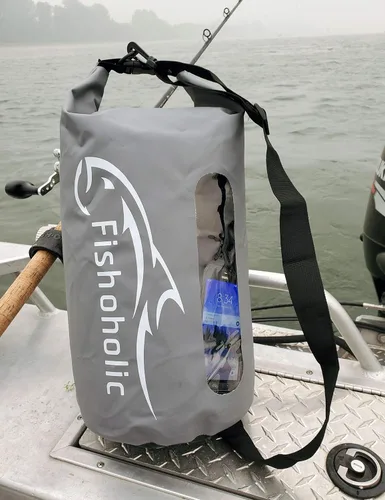 Miniatura 2 de Fishoholic Bolsa seca – Bolsas de equipo impermeables – Broche a prueba de fallas – Hecho resistente y duradero para kayak, barco, pesca, BLK