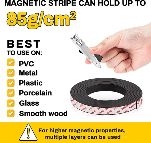 Miniatura 6 de Tiras de Cinta Magnética con Respaldo Adhesivo - Banda Magnética de Tiras Magnéticas con Adhesivo Fuerte Hojas Magnéticas Cortáveis Perfectas