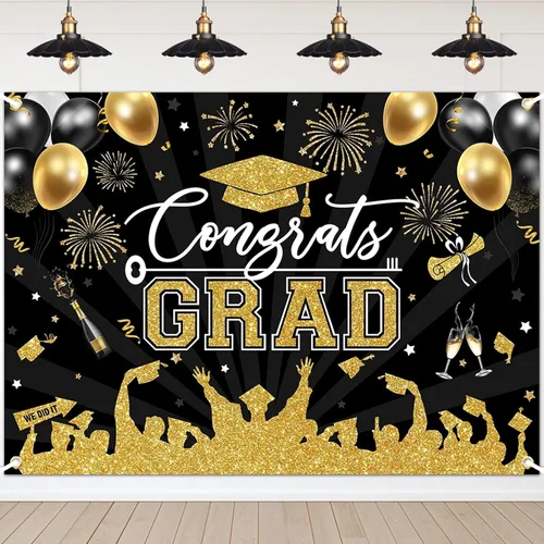 Avezano Fondo de graduación Congrats Grad, decoraciones de fiesta de graduación de clase de 2026, fondo de sesión de fotos, felicitaciones,