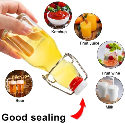 Miniatura 4 de Tebery Paquete de 15 botellas de cerveza de 5 onzas con tapas fáciles a prueba de fugas, botellas cuadradas de vidrio para kombucha, kéfir, extracto