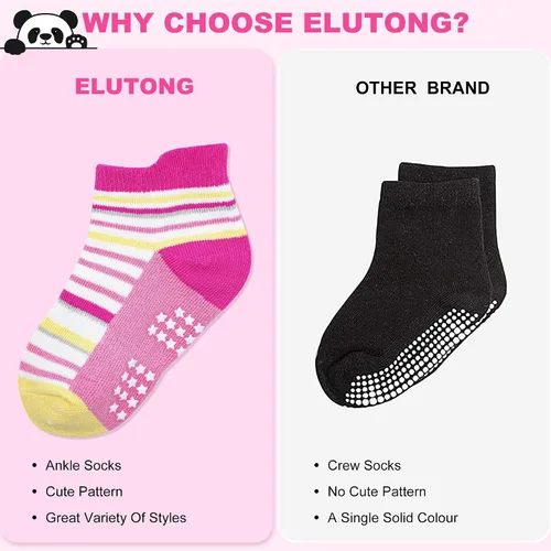 Miniatura 3 de ELUTONG - Calcetines para niños con agarre, antideslizantes, 12 pares para niños, niñas, bebés de 1 a 7 años