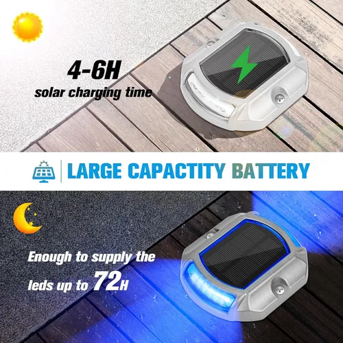 Miniatura 3 de VOLISUN Luces Solares para Entrada de Vehículos Luces para Muelle y Terraza Paquete de 16, 2 Colores en 1, LED Alimentadas por Energía Solar Blanco