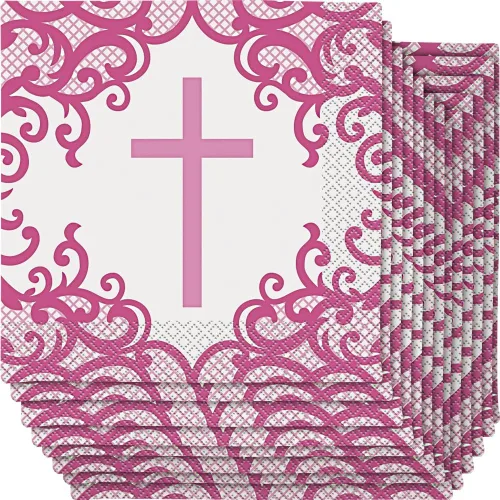 Miniatura 7 de Unique Fancy Blue Cross - Servilletas de almuerzo para la primera comunión (paquete de 16), elegantes y benditas esenciales para fiestas, perfectas