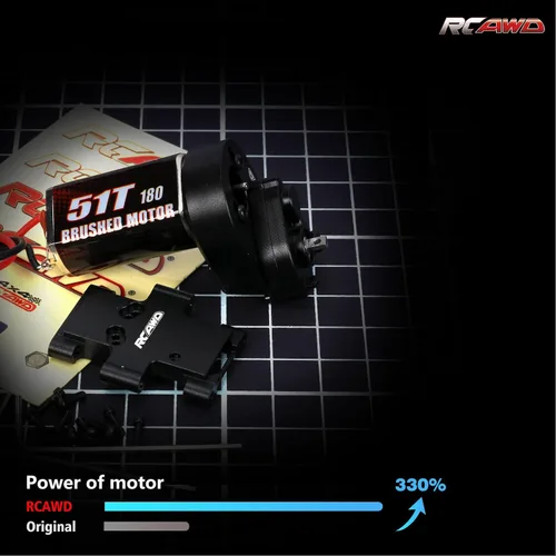 Miniatura 6 de RCAWD Transmisión de motor cepillado de 180 tamaños montada, montaje de motor para 1/18 FMS EAZYRC ROC Hobby Crawlers Piezas de actualización negro