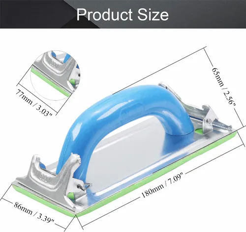 Miniatura 2 de Utoolmart Lijadora de mano, soporte para papel de lija con mango de plástico, 7.283 x 3.346 in, bloque de lijado manual para paneles de yeso