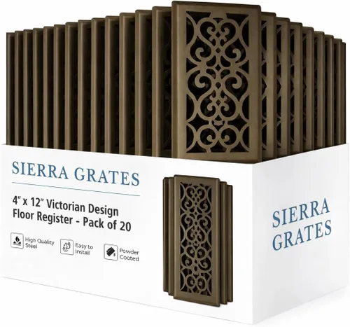 Miniatura 18 de Registro victoriano de piso de 4 x 10 pulgadas en acabado gris granito - Cubiertas de ventilación para piso del hogar - Cubiertas decorativas