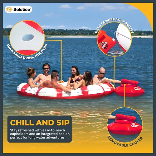 Miniatura 6 de Solstice Flotador inflable de la balsa del río del refrigerador para la tubería con el tenedor más