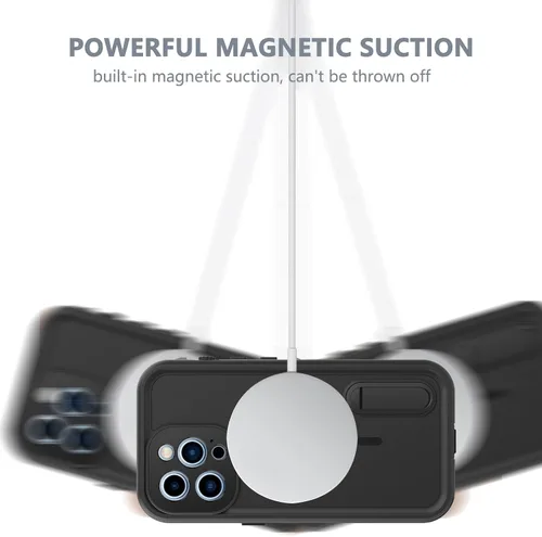 Miniatura 7 de Funda magnética para iPhone 13 Pro Max con carga Mag-Safe, resistente al agua con función atril protector de pantalla integrado de grado militar