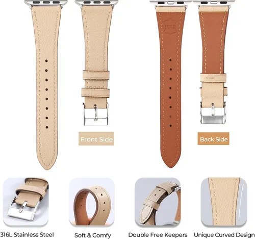 Miniatura 3 de HANDODO Italian Genuine Leather Band Women for Apple Watch Series 11 10 9 8 7 6 5 4 3 2 1 SE SE2 Ultra 2/3, SGS Certified Dressy Bracelet Cute Strap