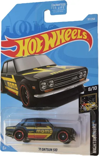 Hot Wheels Nightburnerz 8/10 '71 Datsun 510 97/250, negro