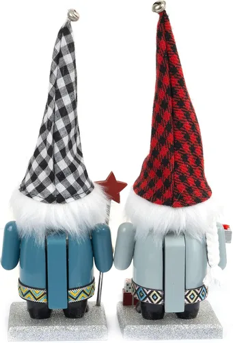Miniatura 5 de FUNPENY Cascanueces decorativos de Navidad de 11 pulgadas, 2 juegos hechos a mano de gnomo de madera de peluche escandinavo sueco, regalo