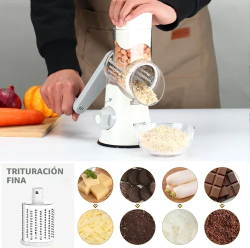 Miniatura 4 de Cambom Rallador de Queso Rotativo Rallador de Queso Manual con Manivela para Queso Fresco, Verduras, Nueces, Base de Succión Antideslizante, Cepillo