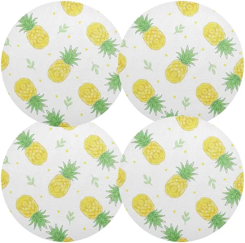 Miniatura 2 de Pineapples White Table Placemats, Heat Resistant Non Slip Dinner Placemats Round for Kitchen one sizex1