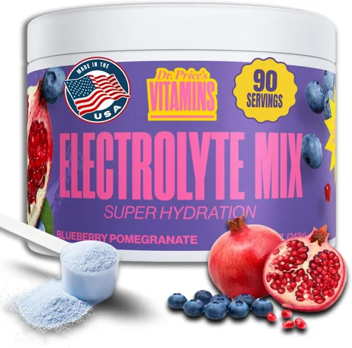 Miniatura 12 de Dr. Price's Vitamins, Mezcla de electrolitos: Fórmula de súperhidratación + oligoelementos, Sabor a frambuesa (Paquete de 30 polvos), Mezcla