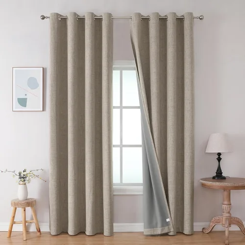 Miniatura 13 de Joydeco Cortinas opacas de 84 pulgadas de largo, 2 paneles burg, cortinas de oscurecimiento de habitación para dormitorio, cortinas térmicas Negro