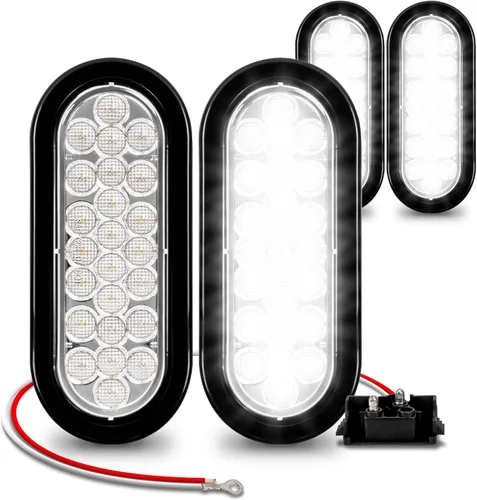 Miniatura 12 de Faro trasero redondo de 6 pulgadas con 24 luces LED de luz blanca clara, para reversa de camiones, con Certificado DOT, arandela y enchufe incluidos