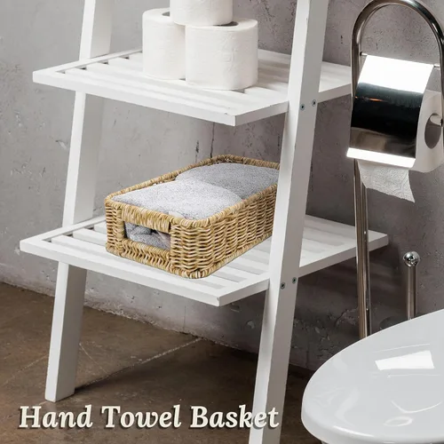 Miniatura 5 de Cestas para organizar, mimbre pequeño, cubos de almacenamiento para baño y rollos de papel higiénico, cubierta de tanque tejida a mano con asa