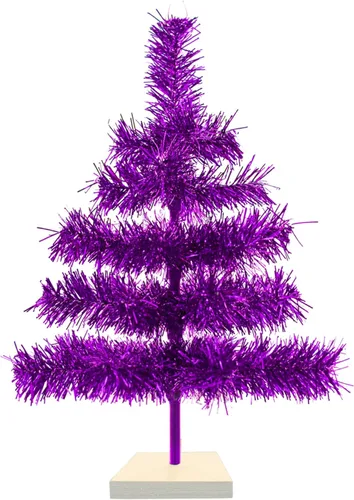 Miniatura 10 de Árbol de Navidad de mesa pequeño de 18 pulgadas, ramas de plumas de oropel artificial clásico para interiores y exteriores, soporte de base de Plata