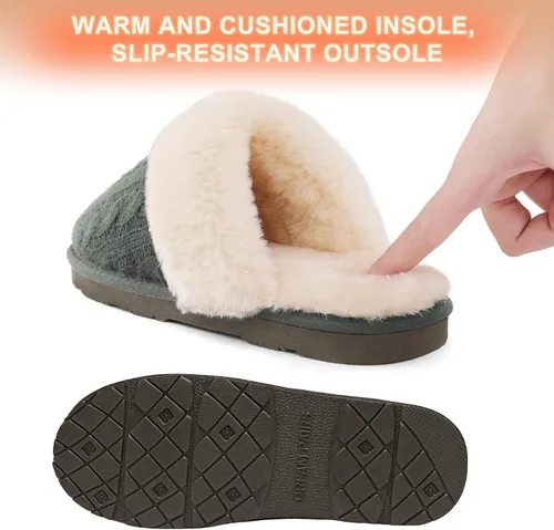 Miniatura 4 de DREAM PAIRS - Pantuflas de punto trenzado y piel sintética para mujer