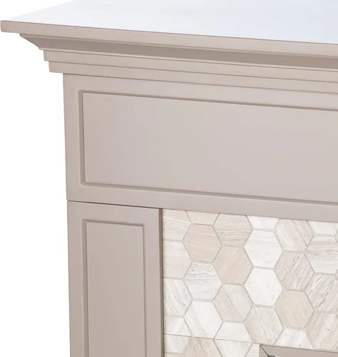 Miniatura 7 de SEI Furniture - Chimenea eléctrica con pantalla táctil de mármol Torlington - Gris - Diseño de transición, tapa de mármol gris - Ideal para sala