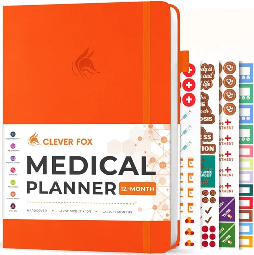 Miniatura 17 de Clever Fox Agenda médica grande de 12 meses – Cuaderno médico, diario de salud, diario de bienestar para rastrear la salud – 12 meses, 7 x 10.5