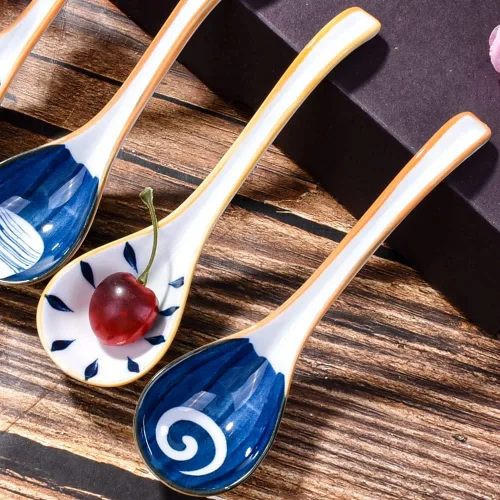 Miniatura 6 de Juego de 4 cucharas de sopa japonesas de cerámica asiática para Wonton Pho