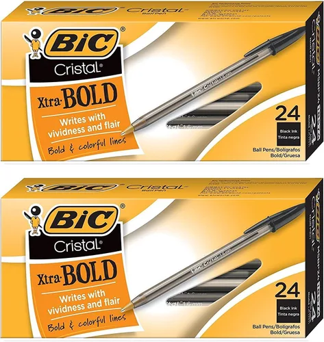 Miniatura 2 de BIC Cristal Xtra Bold - Punta de bola (0.063 pulgadas), negro, 48