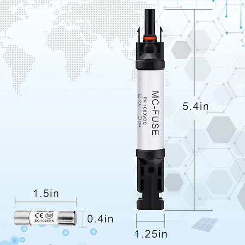 Miniatura 4 de Conector de fusible solar de 30 A IP68, resistente al agua, 1000 V, portafusibles en línea de 30 A, conector macho y hembra, resistente al agua