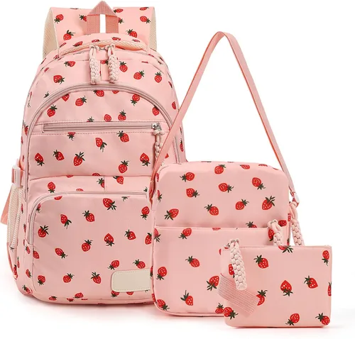 Miniatura 15 de Mochila con lazo para mujer, mochila kawaii de nailon coquette, juego de 3 piezas, linda mochila para computadora portátil universitaria, mochila