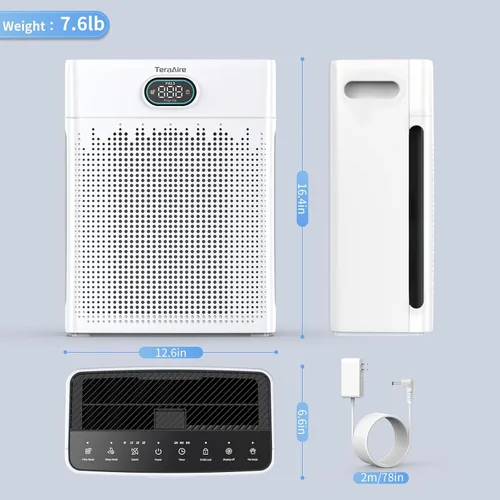 Miniatura 8 de Purificadores de aire para el hogar, cubierta de monitor de calidad del aire PM 2.5 de hasta 2200 pies cuadrados con modo mascota, temporizador