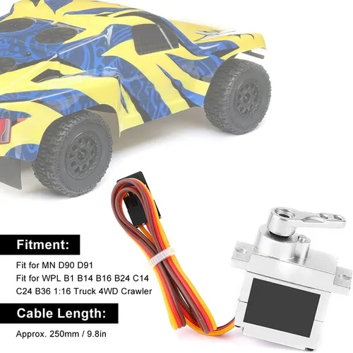 Miniatura 5 de VBESTLIFE Servo de automóvil a control remoto, accesorio de motor de dirección servo de metal de 0.32 oz, apto para B1 B14 B16 B24 C14 C24 B36 1:16