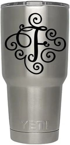 Miniatura 10 de Monogram - Calcomanía troquelada/vinilo adhesivo. Haga clic para opciones de color/letra. Disponible en cuatro colores y todas las letras de la A