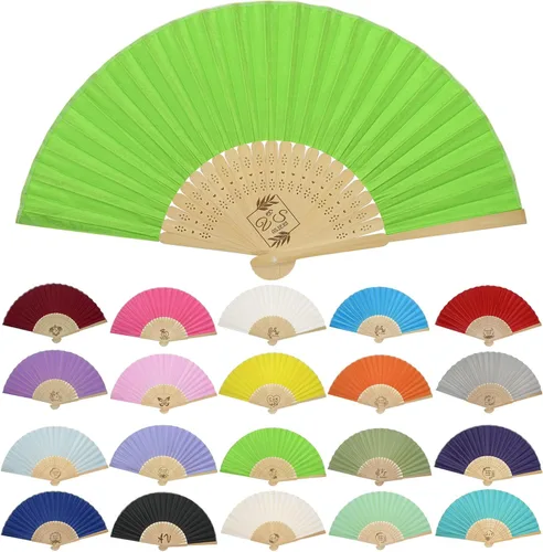 Miniatura 24 de GZLDGIFTS Abanicos de mano personalizados, regalos para regalos de fiesta de boda, invitados, tela personalizada, seda, jardín, boda, abanicos