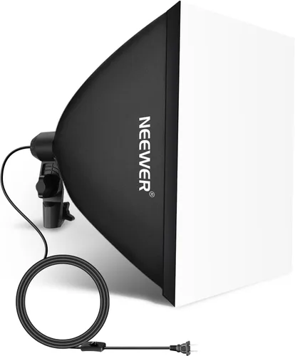 NEEWER Caja de luz de 16 x 16 pulgadas con enchufe de porcelana E26/cable de alimentación/difusor blanco/adaptador de soporte, modificador de