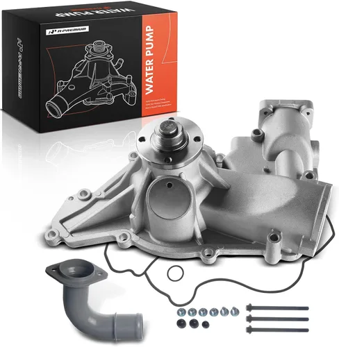 A-Premium Proxeneta de agua para motor con tubo curvado, juntas tóricas y pernos [compatible con OHV, 8Cyl 7.3L Turbo] Compatible con Ford [F, Clase