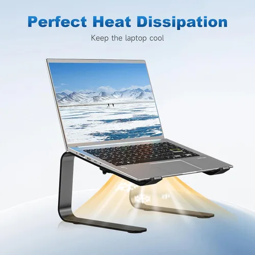 Miniatura 5 de suptek Soporte para computadora portátil de aluminio, soporte para computadora portátil ergonómico y desmontable para escritorio, elevador