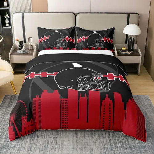 Erosebridal Juego de funda de edredón de fútbol 100% algodón, para niños y niñas, funda de edredón, juegos de cama de rugby con 1 funda de almohada,