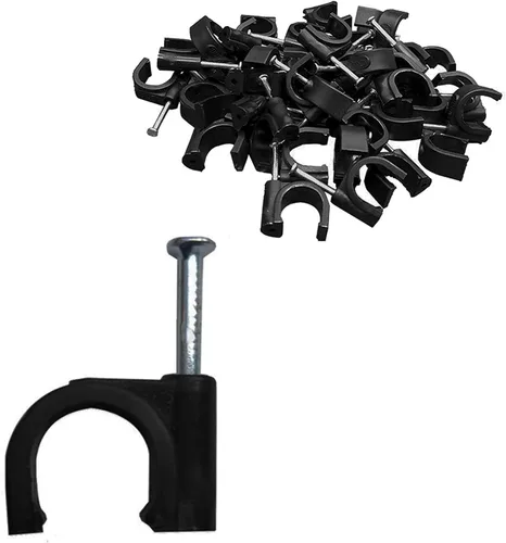 Miniatura 12 de 50 ganchos en J negros de media abrazadera con clavo, abrazaderas Pex de 0.63 pulgadas para clavos en clips de cable Ethernet, clips de alambre
