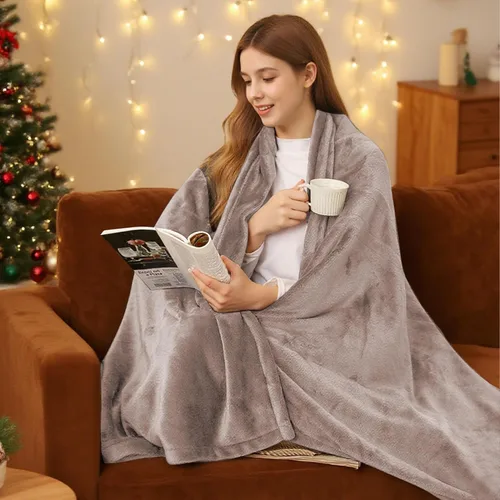 Miniatura 29 de Manta Eléctrica Térmica de Franela y Sherpa 50"x60" Tamaño Throw - 4 Niveles de Calor, Apagado Automático 10H, Calentamiento Rápido, Acogedora