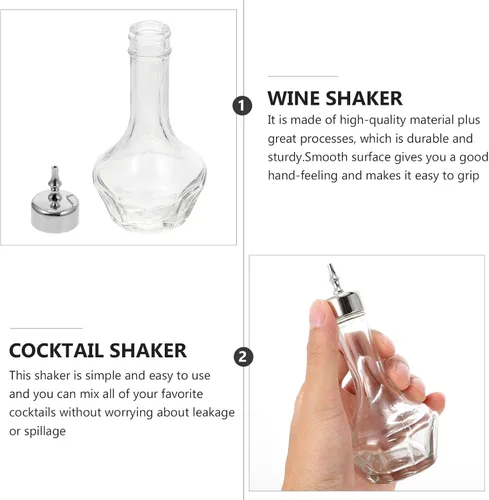 Miniatura 6 de Garneck Glass Shaker - Paquete de 2 botellas de vidrio amargas botella de barman botellas de amargo vintage, coctelera profesional japonesa